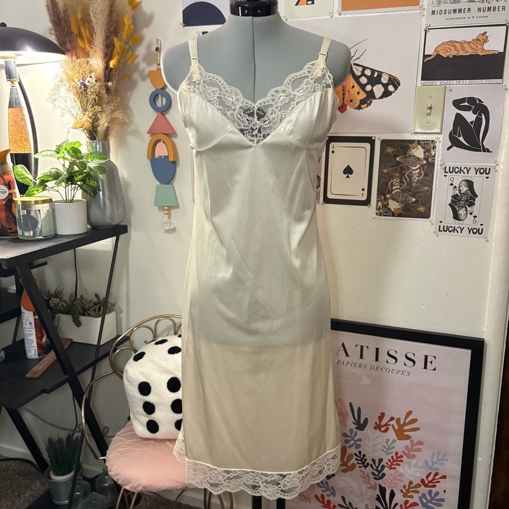 Vintage Body Lites Satin & Lace Slip • XS–S